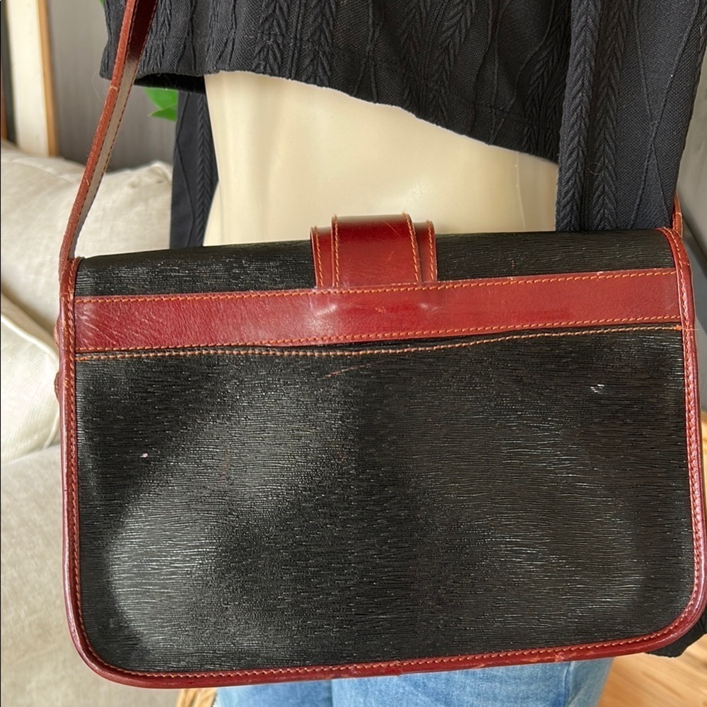 Bollini Genuine Italian Leather Black and Brown Crossbody Bag Classic Structured - Picture 8 of 16